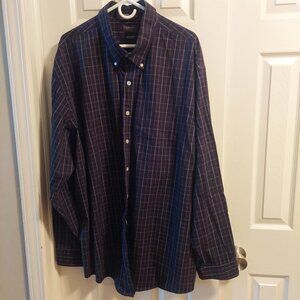 ARROW Men’s Button-Down Collar Shirt-Size 3XLT (Big & Tall) Black Plaid EUC